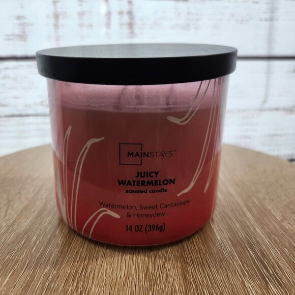 Mainstays 3-Wick Textured Wrapped Juicy Watermelon Scented Candle, 14 oz - Picture 1 of 3